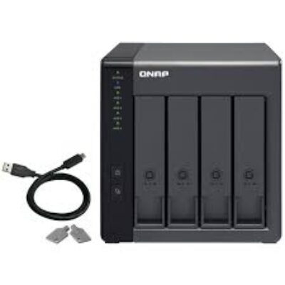 NAS 4-Bay QNAP TR-004-2.5/3.5 Zoll-Serial ATA II-0,1,5,10,JBOD-3.2 gEN 1(3.1 Gen 1) USB Typ-C Gehaus