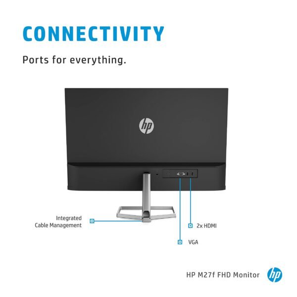 HP Desktop Monitor - 27-inch M27f FHD Monitor,IPS,75Hz,Silver front,Black back - Image 3