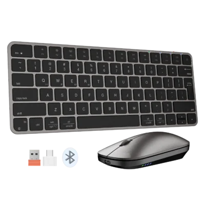 Tastierë Wireless Dual-Mode Meetion C210 (2.4GHz + Bluetooth) për Mac & Windows , Space Grey
