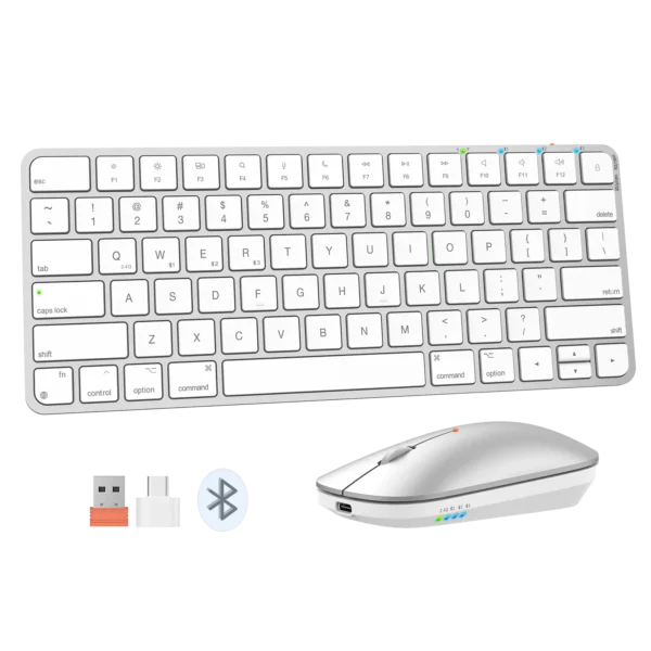 Tastierë Wireless Dual-Mode Meetion C210 (2.4GHz + Bluetooth) për Mac & Windows , White