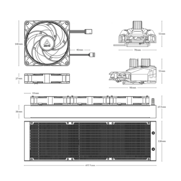 Ftohës Liquid CPU ARCTIC Liquid Freezer II 420 A-RGB – Radiator 420 mm, A-RGB, Multi-Socket (Intel & AMD) - Image 4