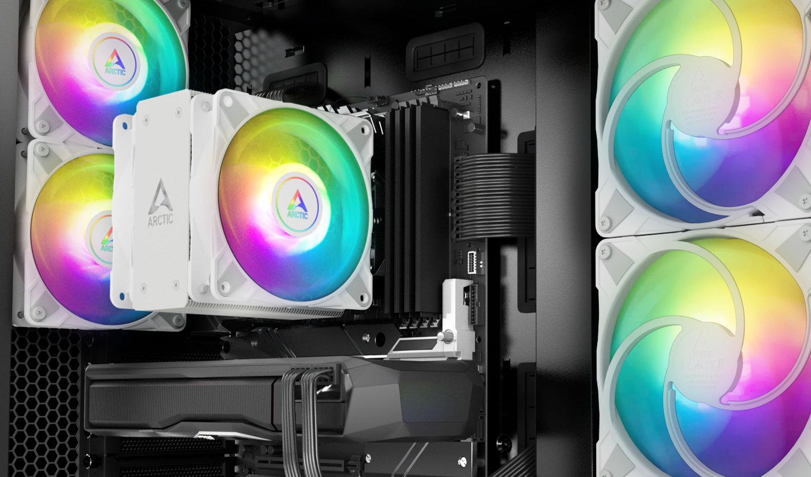 Ftohës CPU ARCTIC Freezer 36 A-RGB White – Intel LGA 1700/1851 & AMD AM4/AM5, Tower Cooler me 2×120 mm A-RGB Ventilatorë - Image 8