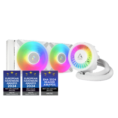 Ftohës Liquid CPU ARCTIC Liquid Freezer III 240 A-RGB White – Radiator 240 mm, 2× 120 mm A-RGB Fans, Intel LGA 1700/1851 & AMD AM4/AM5