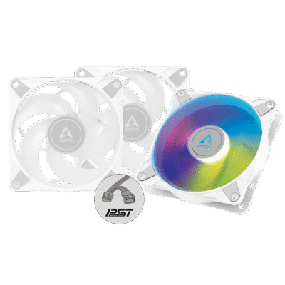 Ventilator 120 mm ARCTIC P12 PWM PST A-RGB White – LED A-RGB, 0 dB Mode, 4-pin PWM, PST