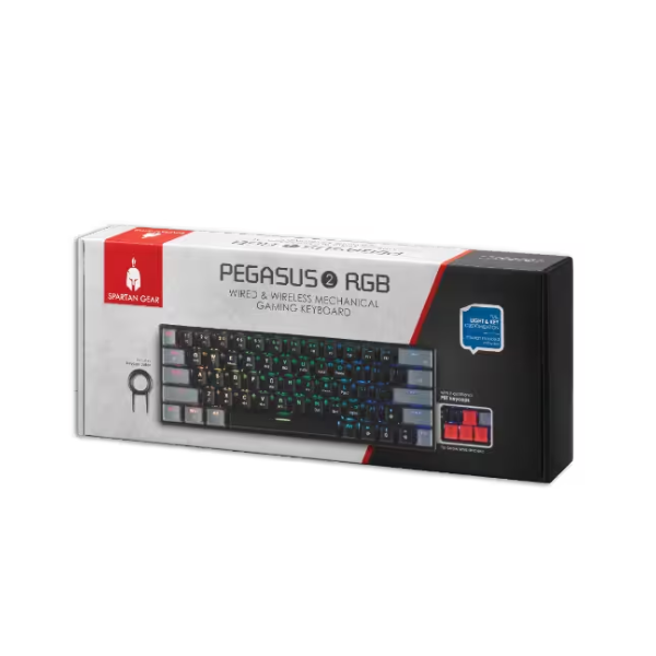 Tastierë Gaming Mekanike Spartan Gear Pegasus 2 RGB – Black/Grey, Format ~65% - Image 2