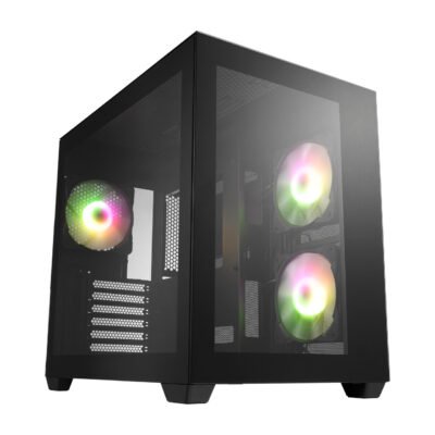 Kasa PC FSP CMT380 ARGB – Mid-Tower, Panel Xhami të Temperuar Dual, Mbështetje GPU 410 mm – Black
