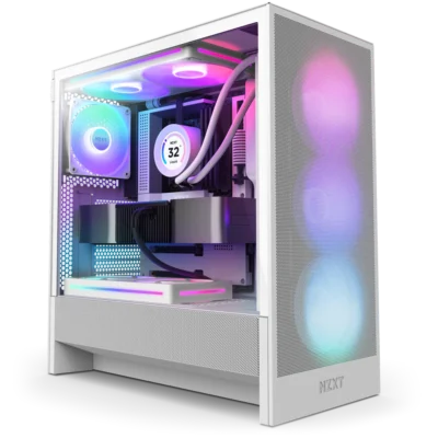 Kase PC NZXT H5 Flow RGB – Mid-Tower ATX, High Airflow, White (Vetëm kasa pa komponentë)