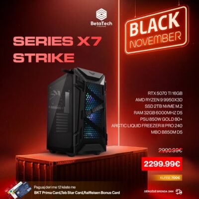 BetaTech Series X7 Strike – AMD Ryzen 9 9950X3D | RTX 5070 Ti 16GB GDDR7 | 64GB DDR5 6000MHz | 2TB M.2 NVMe Gen4 | 850W 80+ Gold PSU