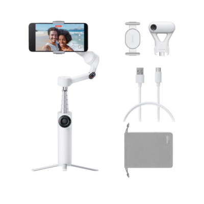 Stabilizues Gimbal Insta360 Flow 2 Plus – AI Tracker Bundle për Smartphone, Summit White