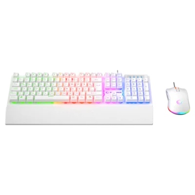 Kombo Gaming Rampage Fortuna V2 – Tastierë + Maus, USB, RGB, E Bardhë