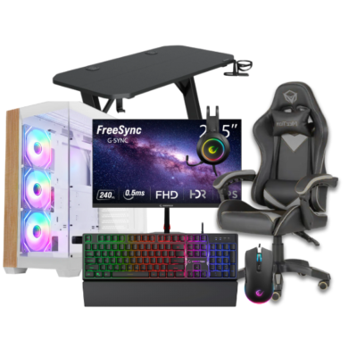 BT Bundel II – RTX 5060 8GB | AMD Ryzen 7 5700X  16GB RAM + SSD 512GB + Gaming Set (Monitor 240Hz, Karrige, Tavolinë, Keyboard, Mouse, Headset, Mouse Pad)