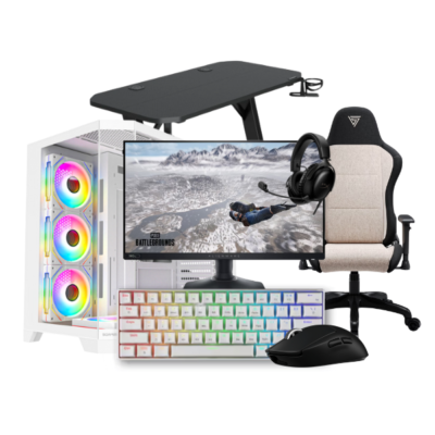 BT Bundel IV – RTX 5060 8GB + AMD Ryzen 7 7800X3D + 16GB DDR5 + SSD 1TB + Gaming Set (Monitor 500Hz, Karrige, Tavolinë, Keyboard Wireless, Mouse Wireless, Headset 7.1)