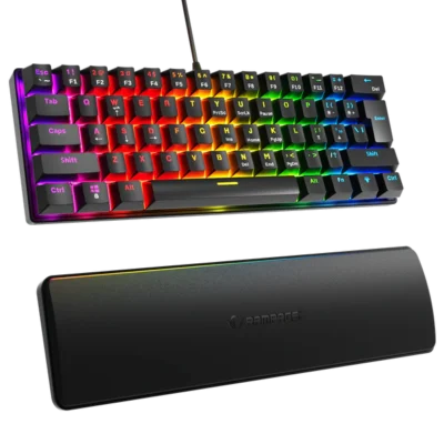 Tastierë Mekanike  Rampage Plower K60 –Gaming, US Layout, Blue Switch, me Mbështetje për Duar, E zeze