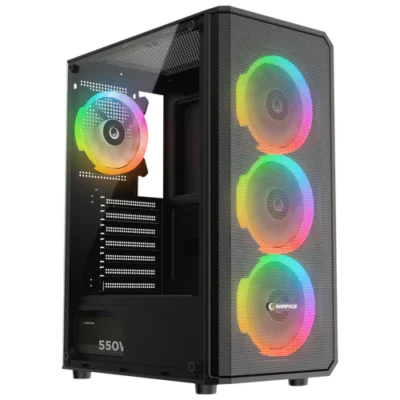 Kasa PC — Rampage Helios Mesh 650W 80 Plus Bronze Black ATX Mid‑Tower Gaming