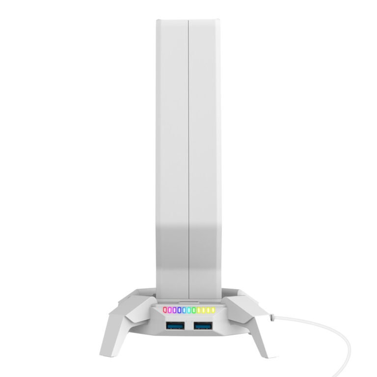 Stand për Kulakë Gaming me RGB + 3 USB + Type‑C + 3.5 mm – Rampage RM‑H27 – E Bardhe thumbnail 5
