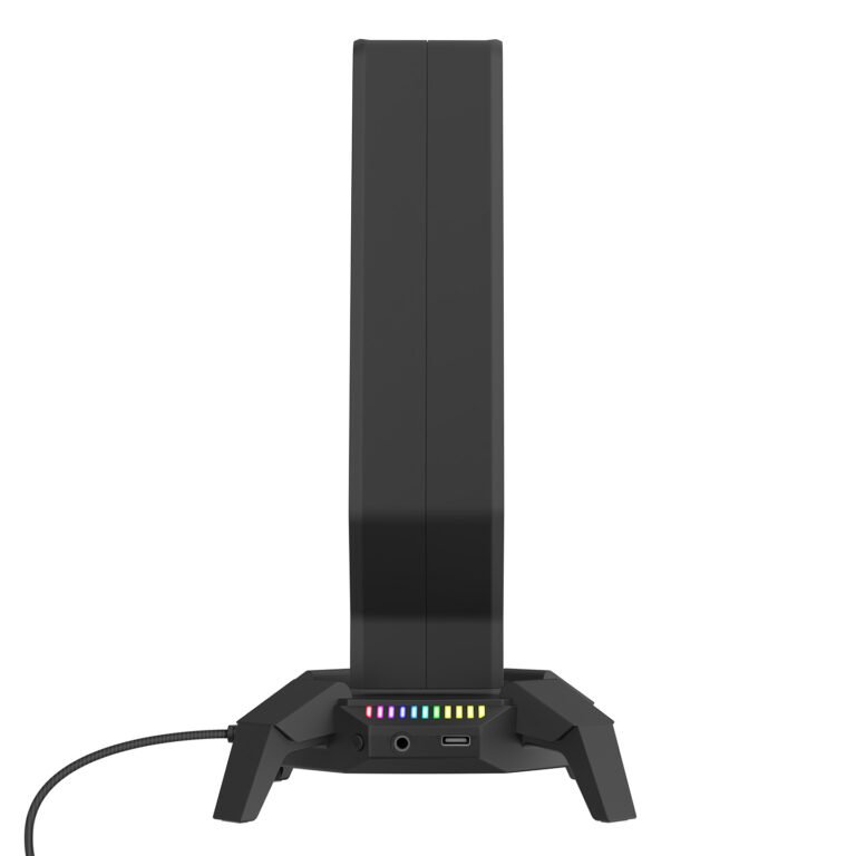 Stand për Kulakë Gaming me RGB + 3 USB + Type‑C + 3.5 mm – Rampage RM‑H27 – E Zezë thumbnail 4