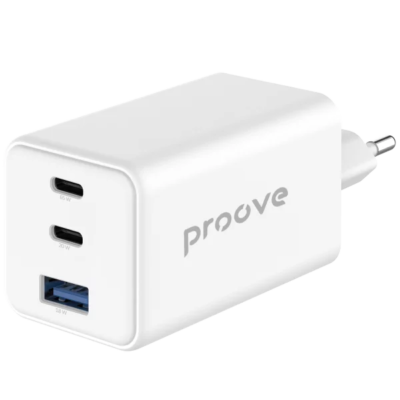 Karikues muri Proove Pocket, 65W, me 2×Type-C dhe USB, i bardhë