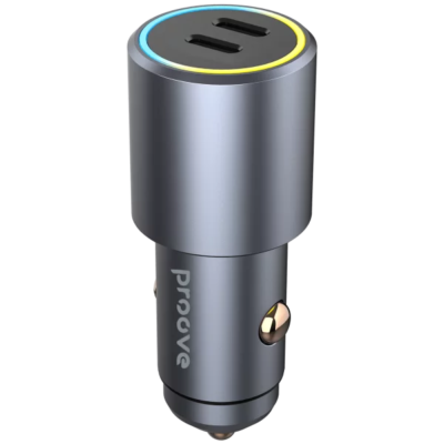 Karikues për makinë Proove Double Energy, 50W, 2×Type-C, metal gri