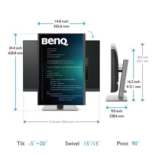 Monitor BenQ RD240Q, 24.1", IPS, 2560x1600, 5 ms, 60Hz, HDR10, Ergonomic stand - Image 9