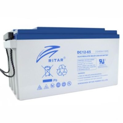 Lead Battery AGM Deep cycle for solar systems RITAR (DC12-65)12V/65Ah -350 / 167 /182 mm F5/M8 / F11/M6 RITAR