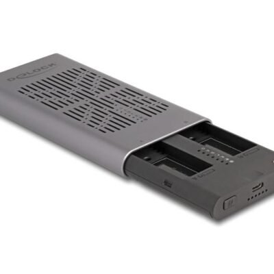 Delock External USB 20 Gbps Enclosure for 2 x M.2 NVMe PCIe SSD with USB Type-C female and Clone function