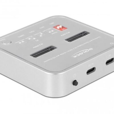 Delock Docking Station for 1 x M.2 NVMe SSD + 1 x M.2 SATA SSD with SD Express (SD 7.1) Card Reader and Clone Function