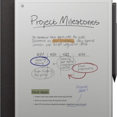 reMarkable Paper Pro 11.8″ Tablet with Marker Plus stylus included, Book Folio case gray