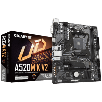 Pllakë Amë Gigabyte A520M K V2 – AMD AM4, DDR4, M.2 NVMe