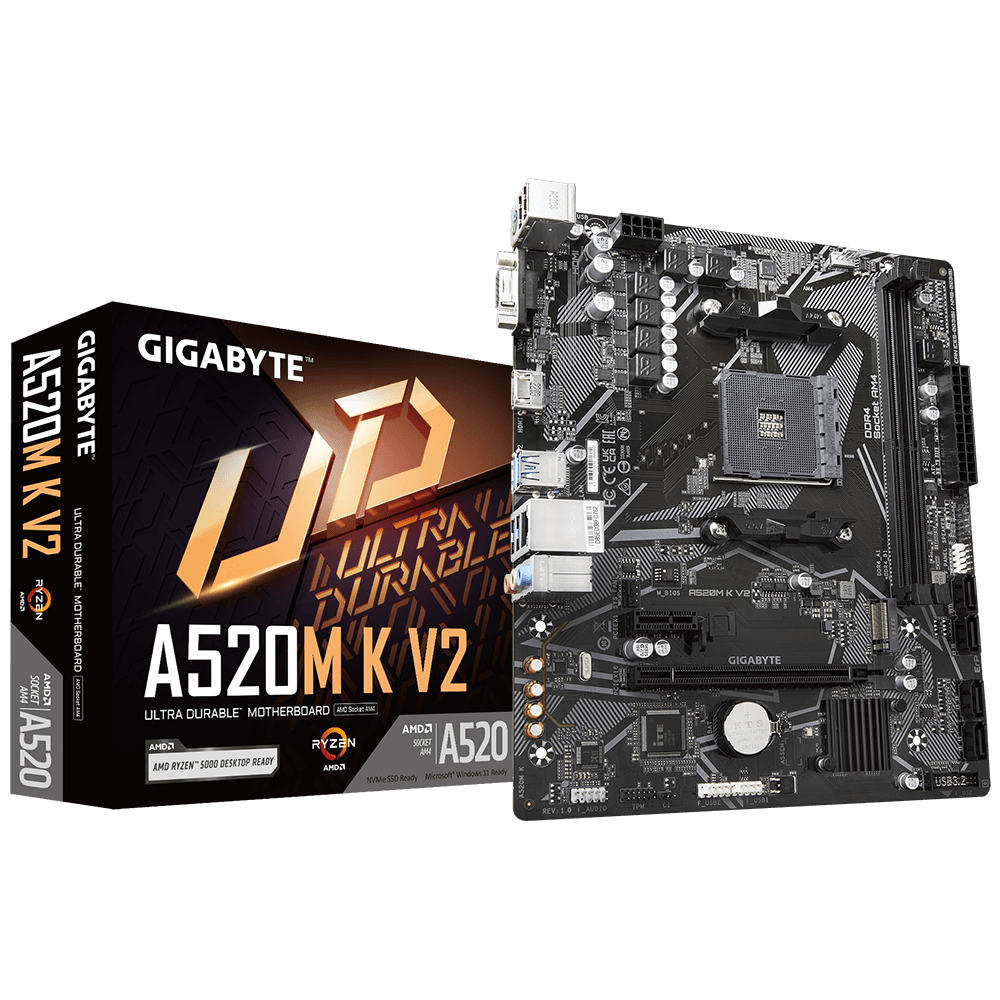 Pllakë Amë Gigabyte A520M K V2 – AMD AM4, DDR4, M.2 NVMe