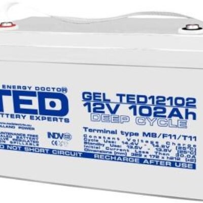 Lead Battery gel for solar systems TED ELECTRIC 12V/102Ah -330 /173/220mm F12/M8