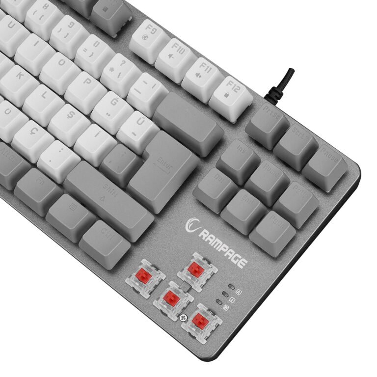 Tastierë Mekanike Gaming Rampage Snug K14 TKL – Red Switch, Rainbow, Gri/E Bardhë, US
