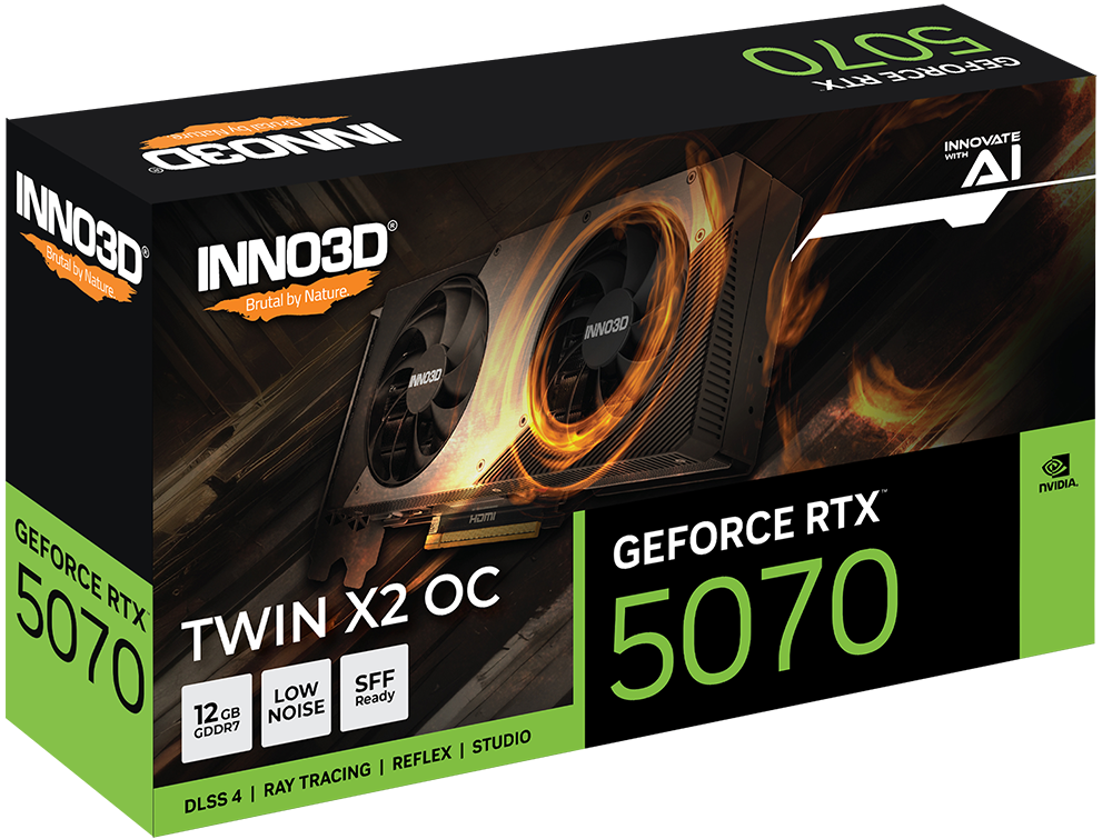Kartelë Grafike Inno3D GeForce RTX 5070 Twin X2 OC – 12GB GDDR7