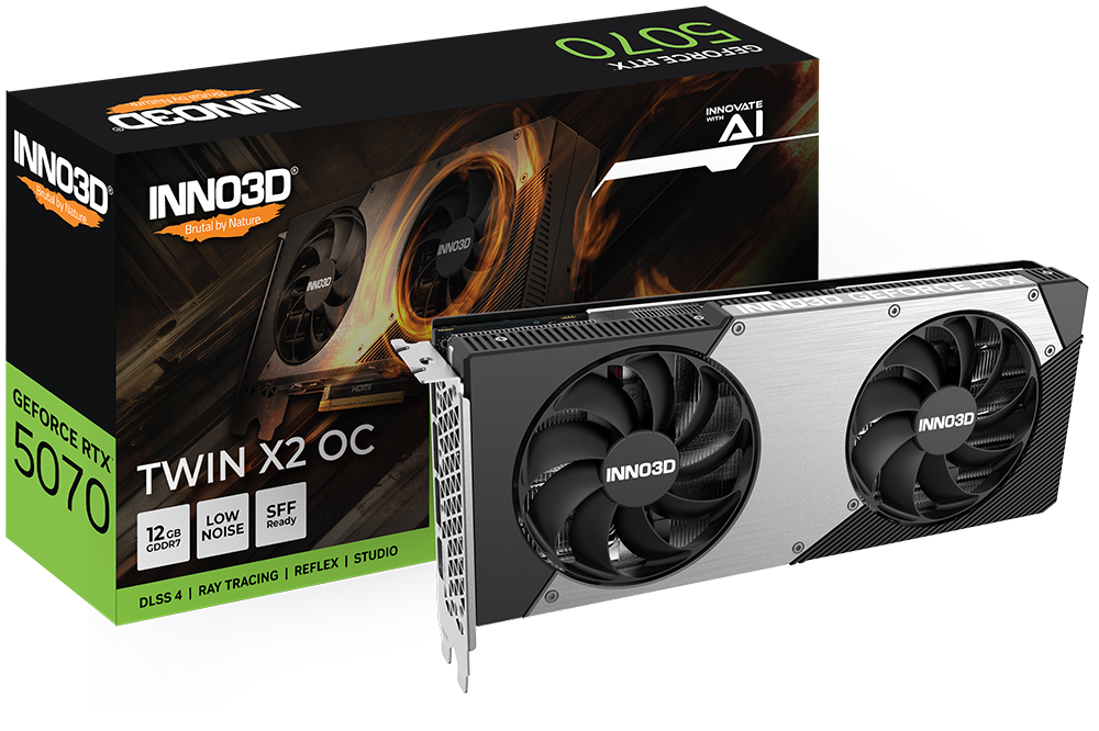 Kartelë Grafike Inno3D GeForce RTX 5070 Twin X2 OC – 12GB GDDR7