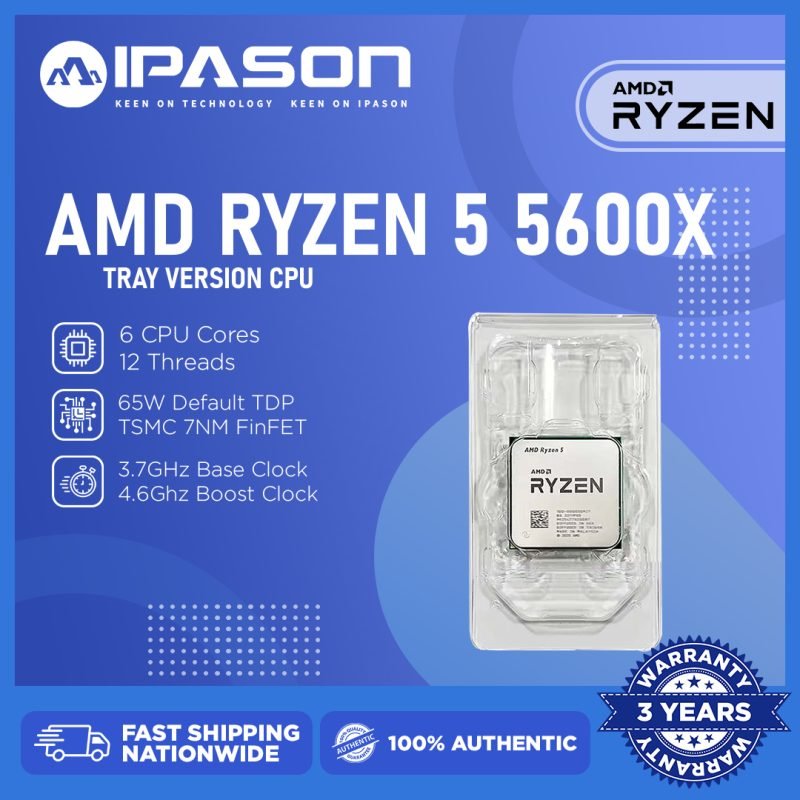 Procesor AMD Ryzen 5 5600X TRAY – 6 Bërthama / 12 Thread, deri 4.6 GHz, AM4