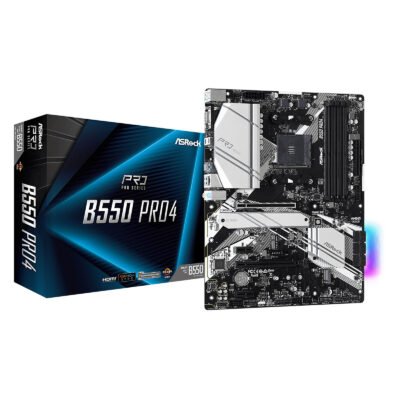 Pllakë Amë ASRock B550 Pro4 – AM4, 4× DDR4, PCIe 4.0, 2× M.2, ATX