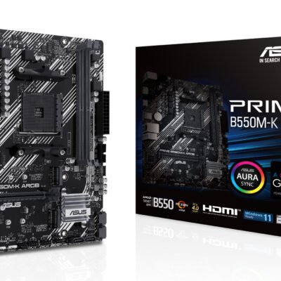 Pllakë Amë ASUS PRIME B550M-K ARGB – AM4, DDR4, PCIe 4.0, 2× M.2, ARGB, Micro-ATX