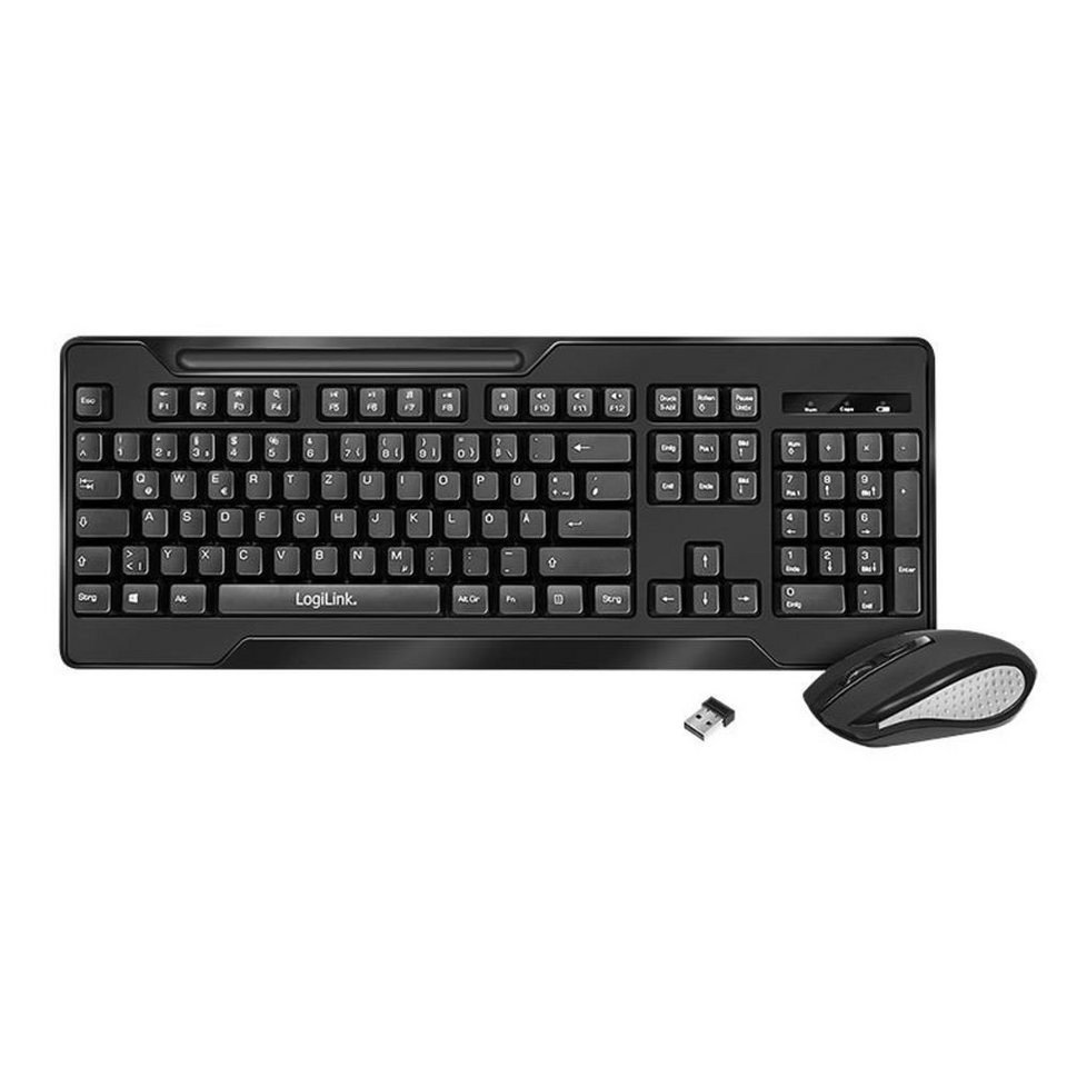 Tastierë + Maus LogiLink WL Black 2.4 GHz – Layout Gjerman (DE), Set