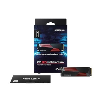 SSD Samsung 990 PRO 1TB me Heatsink – M.2 NVMe PCIe 4.0, deri 7450 MB/s, i përshtatshëm për PS5