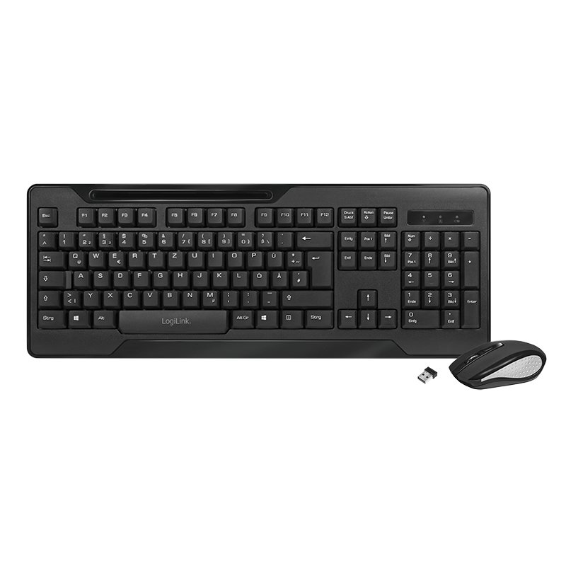 Tastierë + Maus LogiLink WL Black 2.4 GHz – Layout Gjerman (DE), Set